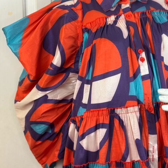 LOVE HICHLICHT Vibrant Multicolor Puff Sleeve Dress Size 3XL. C22 - Picture 5 of 13